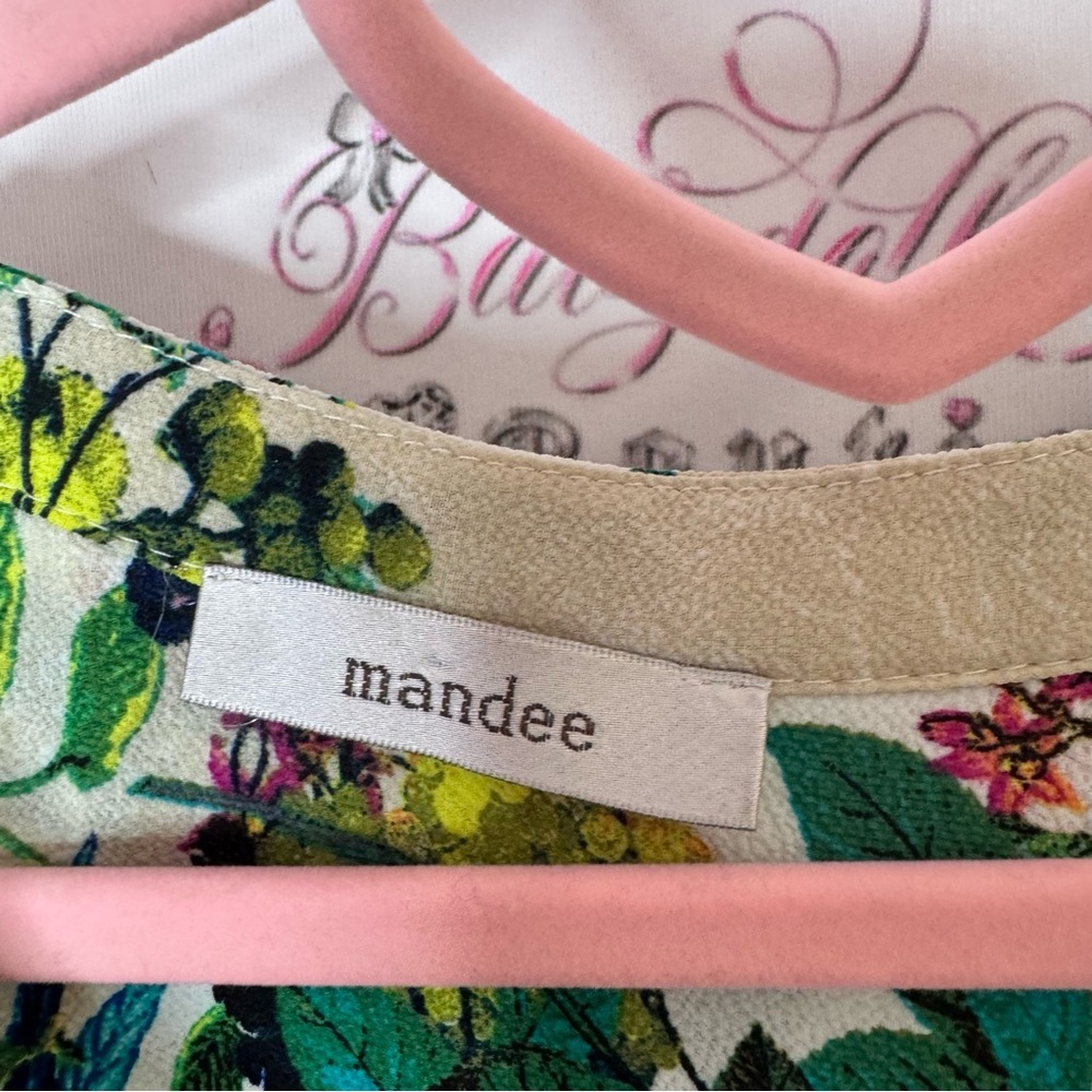Mandee top buttons blouse floral flowers tropical plants flowy  Women's Top - Picture 5 of 8